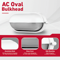 Ellies Arc Series - AC Oval Bulkhead - Aluminium  + Glass - E27 Base -WT