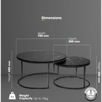 Everfurn Nile Nesting Coffee Table - Marble Black