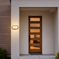 Ellies Illume Series - Large AC Oval Bulkhead - Aluminium  + Glass - E27 Base -BK
