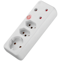 Switched 4-Way Medium Surge Adaptor with Schuko - White