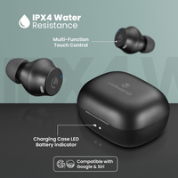 Volkano Taurus Series 2.0 True Wireless Earphones with Charging Case - Black