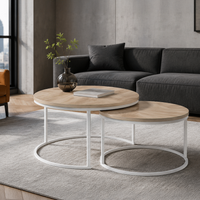 Everfurn Nile Nesting Coffee Table - Oak and White Frame