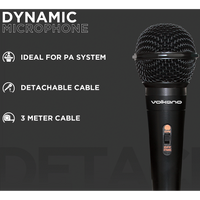 Volkano Ace Series Metal Wired Dynamic Vocal Microphone - Black