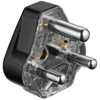 Ellies 16a Heavy-Duty Rubber Screw-on Plug Top - Black