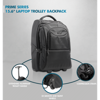 Kingsons Prime 15.6" Laptop Trolley Backpack - Black