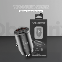 Volkano Obscurix Series 30w PD Dual USB-A and USB-C Ultra Small Car Charger