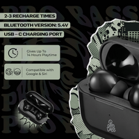 Pro Bass Pulse Buds True Wireless Earphones with Charging Case - Black