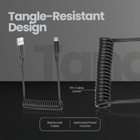 Volkano Helix Series Coiled 1m Charging Cable USB-A To USB-C 60W - Black