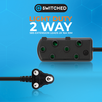 SWITCHED Light DUTY Side by Side (SBS) EXTENSION LEADS 10M - BK