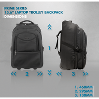 Kingsons Prime 15.6" Laptop Trolley Backpack - Black