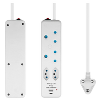 Switched 4-Way Extension Lead with 1x Type-C + 1x USB - 2m