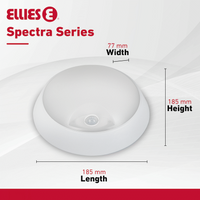 Ellies Spectra Series - AC 15W  Round LED Bulkhead with 3CCT and Sensor -WT