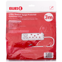 Ellies 4 Way Surge Extension Lead -3M - WT