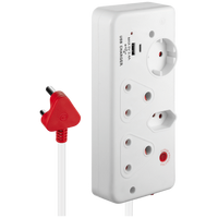 Switched 4-Way with 1x Type-C + 1x USB 2.4a Socket Medium Surge-Protected 0.5m