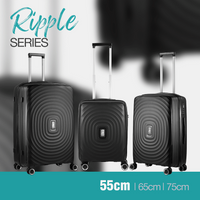 Travelwize Ripple PP 4-Wheel Spinner 55cm Luggage - Black