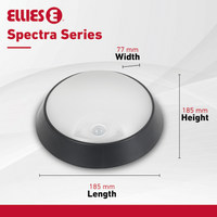 Ellies Spectra Series - AC 15W  Round LED Bulkhead with 3CCT and Sensor -BK