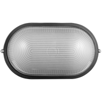 Ellies Illume Series - Large AC Oval Bulkhead - Aluminium  + Glass - E27 Base -BK