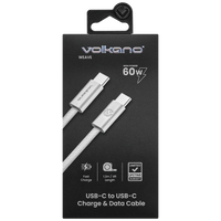 Volkano Weave Series 60w USB C to USB C 1.2m-White