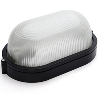 Ellies Illume Series - AC Oval Bulkhead - Aluminium + Glass - E27 Base - BK
