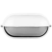 Ellies Arc Series - Large AC Oval Bulkhead - Aluminium + Glass - E27 Base -WT