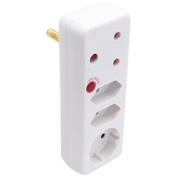 Switched 4-Way Medium Surge Adaptor with Schuko - White