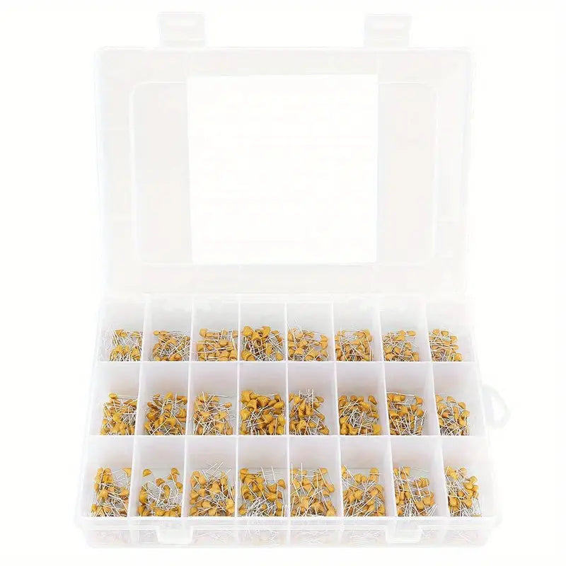 24-Value Ceramic Capacitor Assortment Kit (10pF–10uF, 50 Each, 1200pcs)